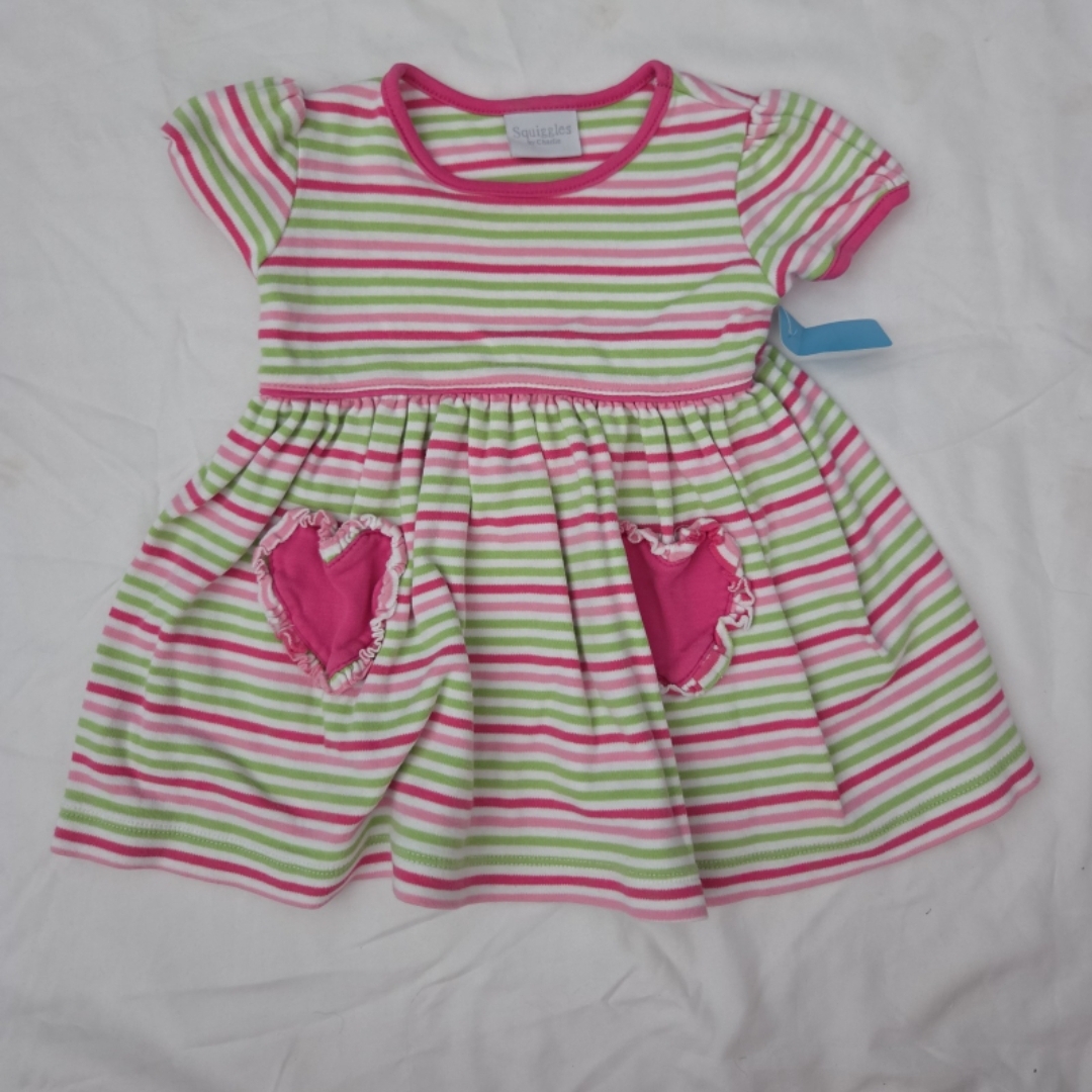 Squiggles Infant Girl 12m Pink Striped Dress #Hm1